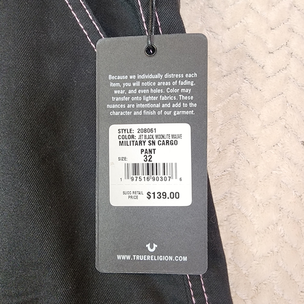 True Religion Military SN Cargo Pants Black and Mauve Men's Size 32 - Picture 8 of 13